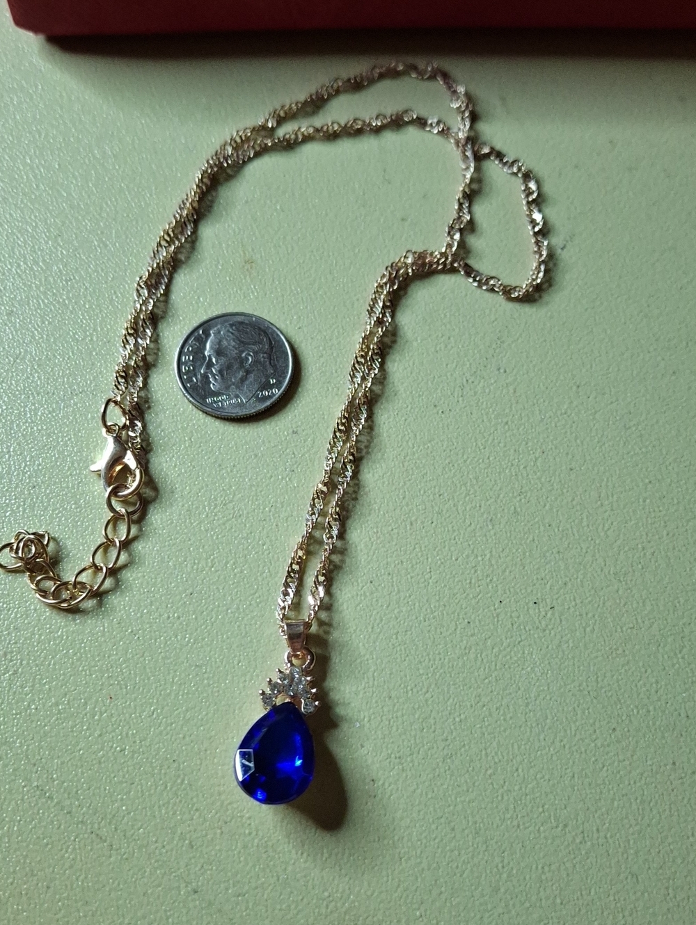 Royal Blue Stone Gold Tone Necklace New